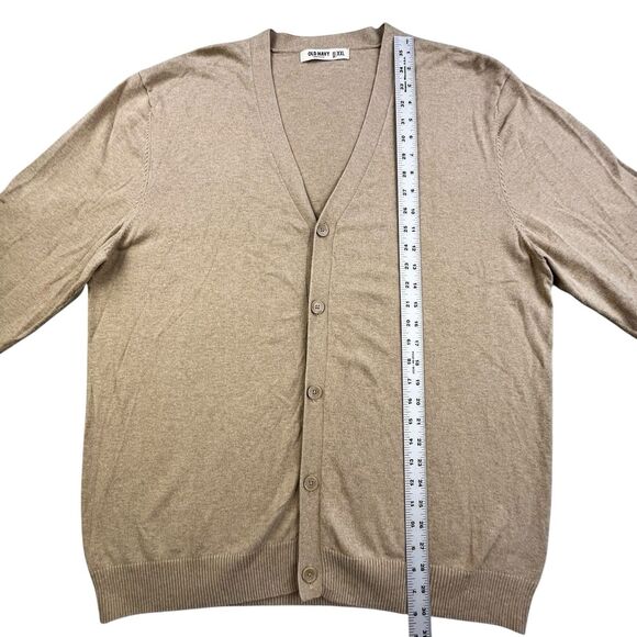 Old Navy Cardigan Sweater Mens 2XL Tan Brown Button Knit Preppy Dad Core - Picture 8 of 9